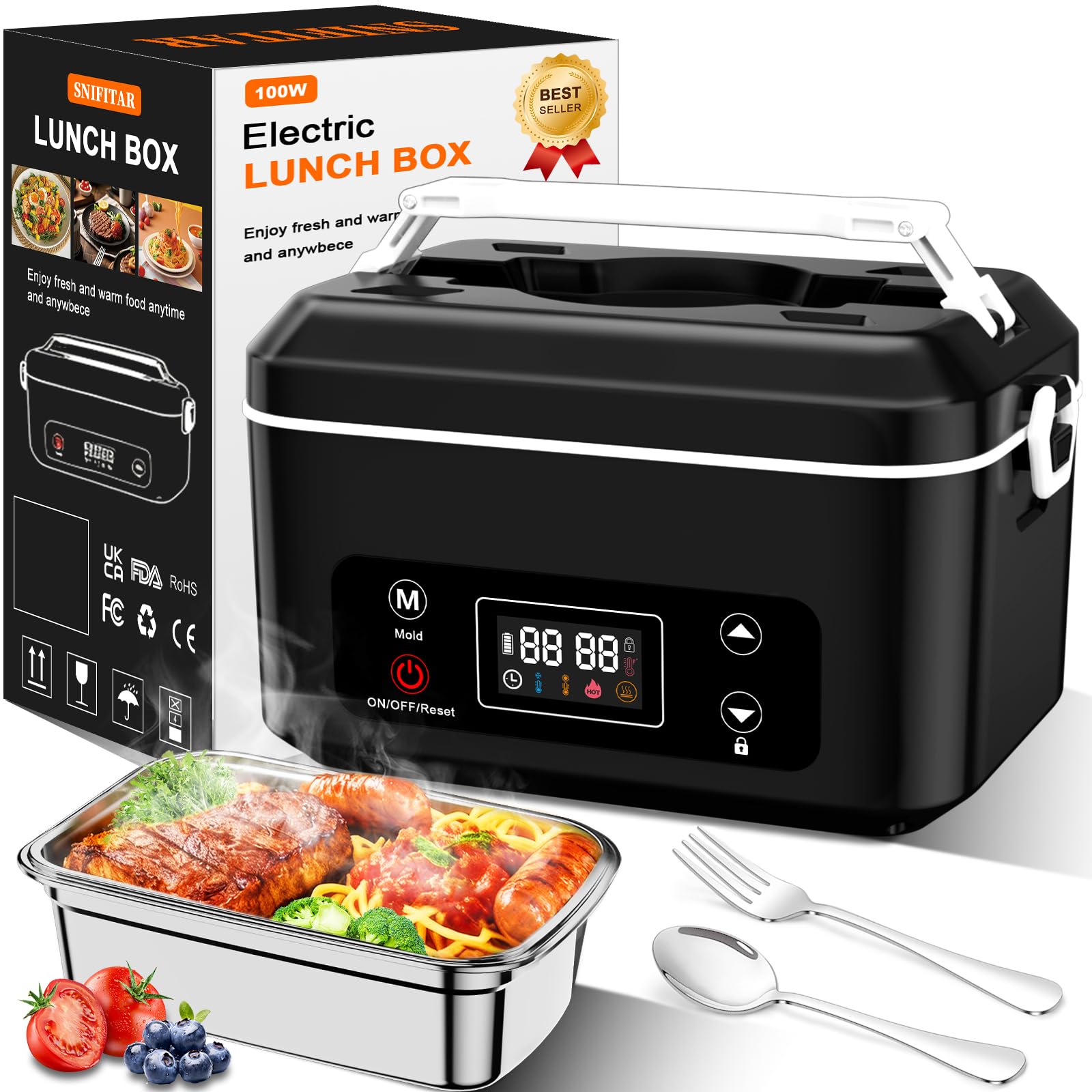 SNIFITAR caja térmica eléctrica portátil con batería 24000mAh para calentar comidas