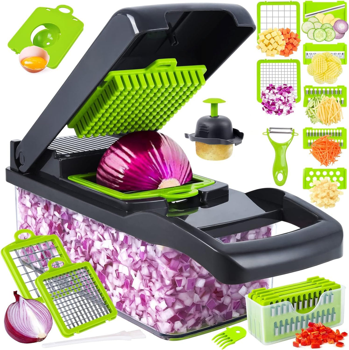 SNIFITAR picadora de verduras 14 en 1, vista general del conjunto para cocina eficiente.