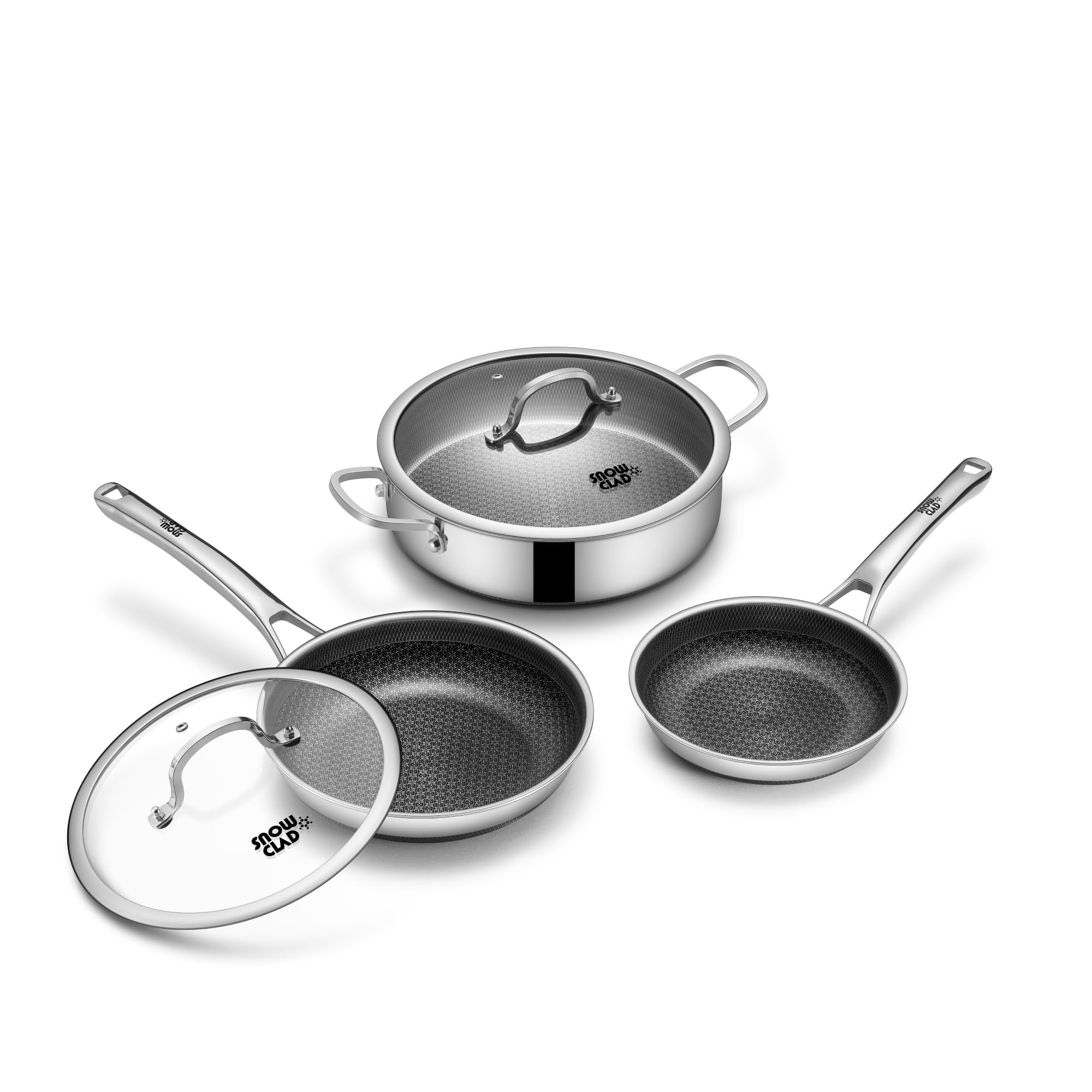 SNOWCLAD conjunto de sartenes híbridas para cocina diaria con menos aceite