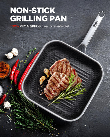 SNOWCLAD sartén parrilla de acero inoxidable para durabilidad y rendimiento a largo plazo.