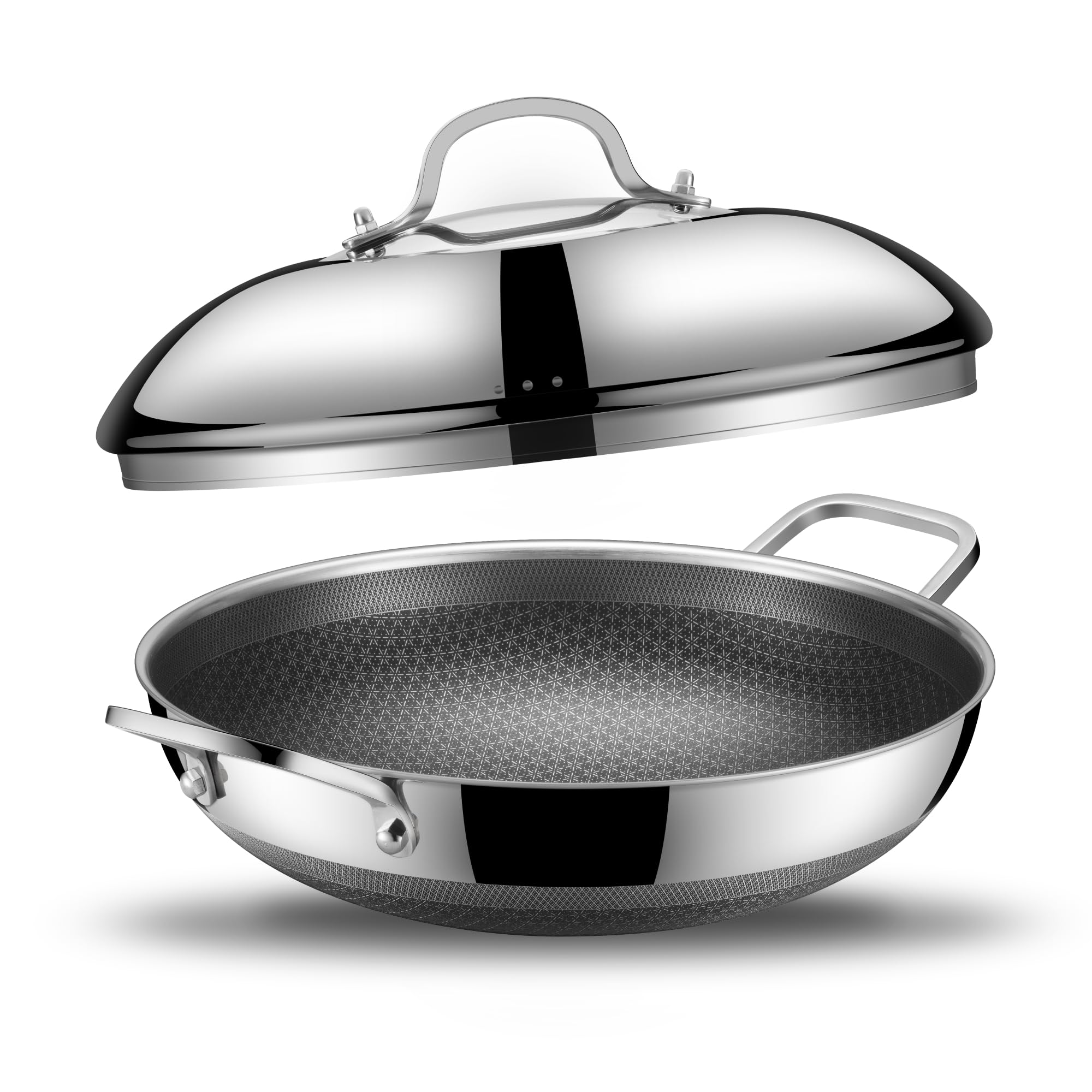 SNOWCLAD Wok con doble mango para un manejo cómodo al saltear