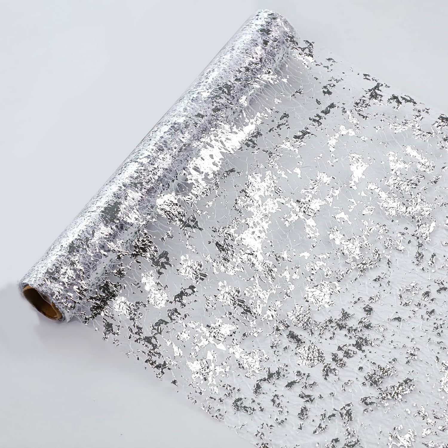 Snowkingdom cinta mantel plateada con brillo para mesas elegantes.
