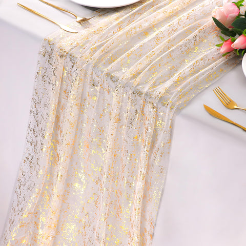 Snowkingdom cinta-mesa-dorado-10ft-3p, ideal para bodas y recepciones con brillo suave.