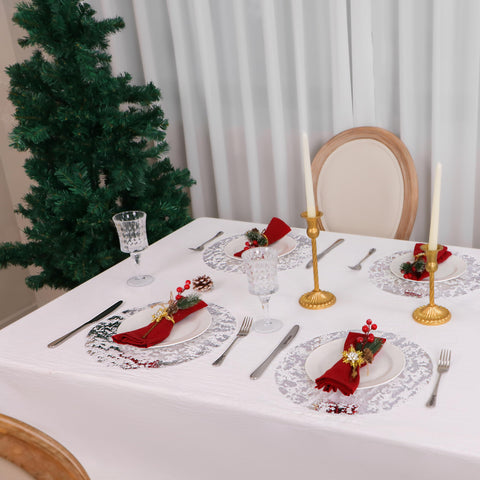 Snowkingdom mantel plateado para Navidad, brillo festivo