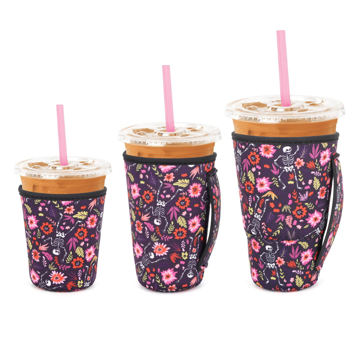 Snowso: manga neopreno estilo esqueletos florales para 16-18oz con sensación suave y práctico uso