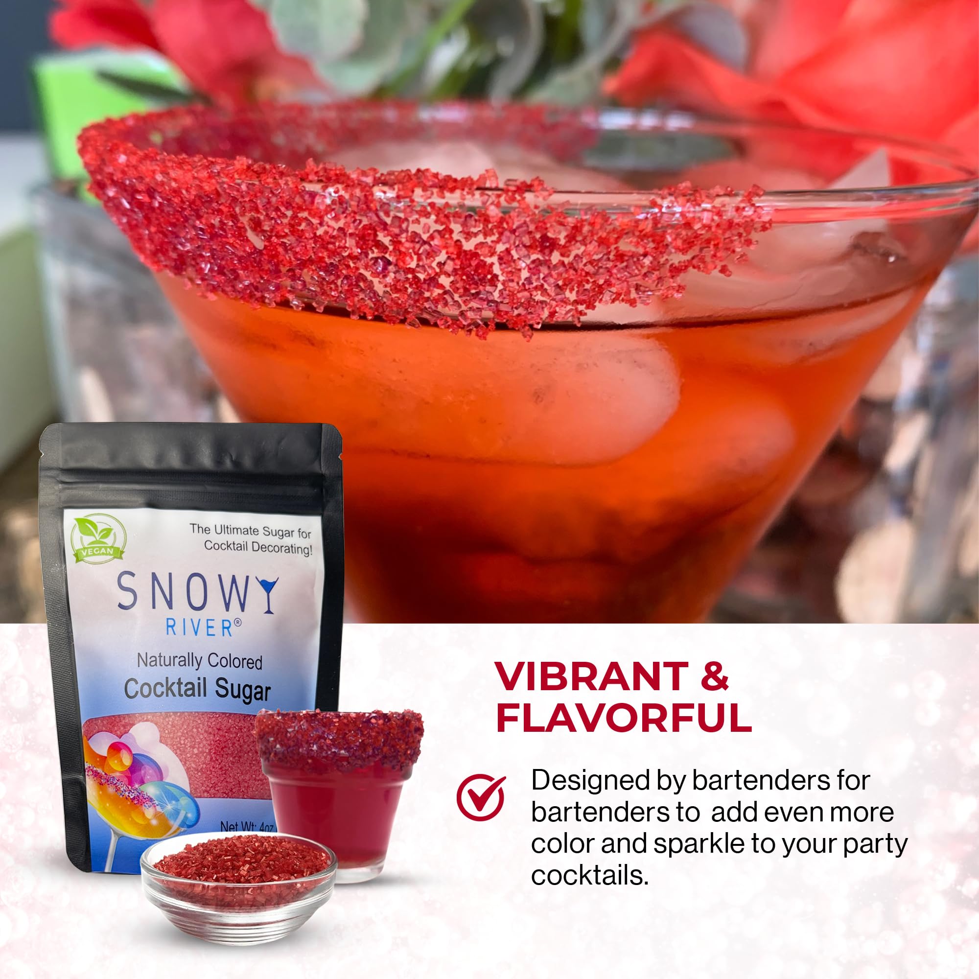 Snowy River Rojo: uso versátil en cócteles y decoraciones comestibles