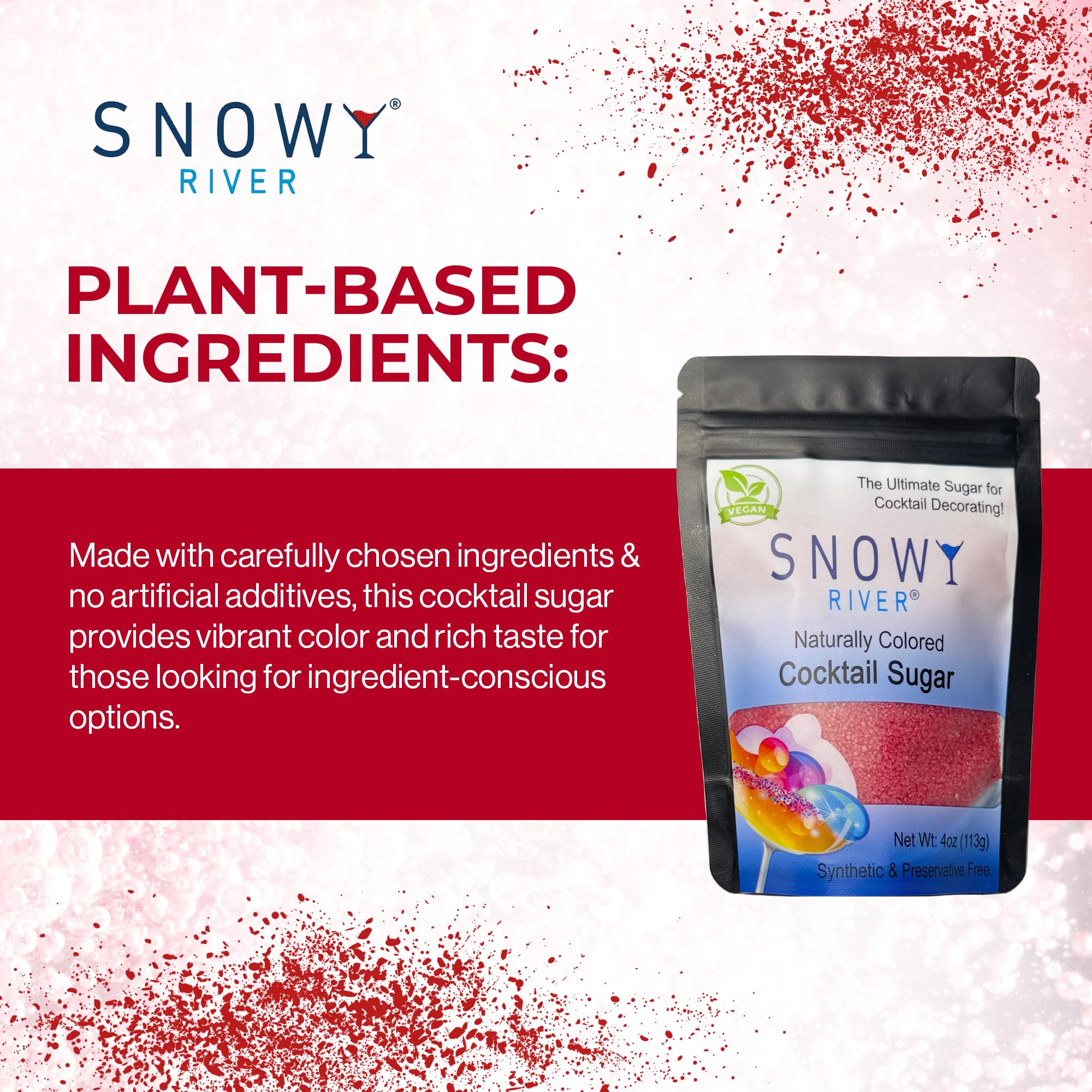 Snowy River Rojo: azúcar de base vegetal con color natural