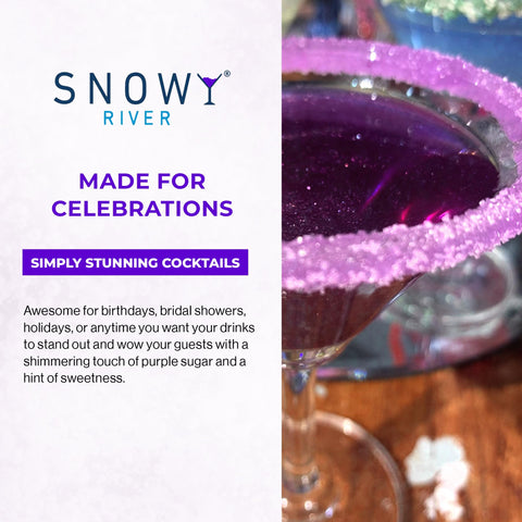 Snowy River presentación postre morado para decoraciones de mesa.