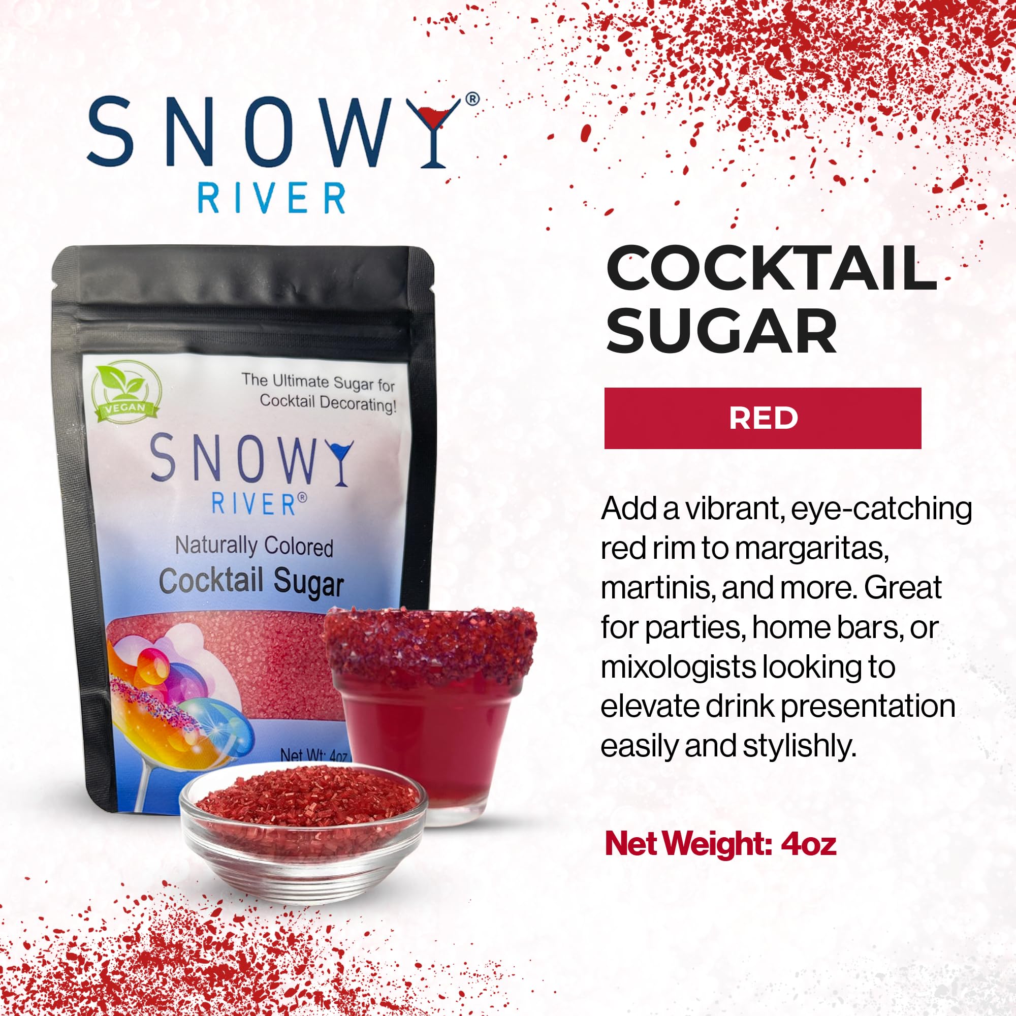 Snowy River Rojo: azúcar de cristal medio para bordes uniformes