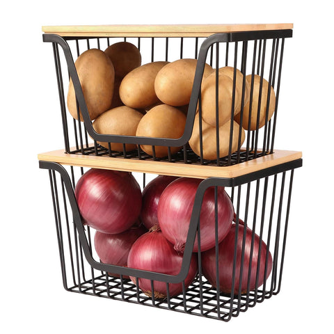 Cestas Snpwne dos-pack: almacenamiento práctico de papas y cebollas para una cocina ordenada.