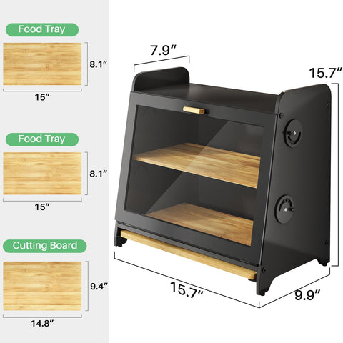 SNTD Caja de Pan exterior negro moderno para cocina
