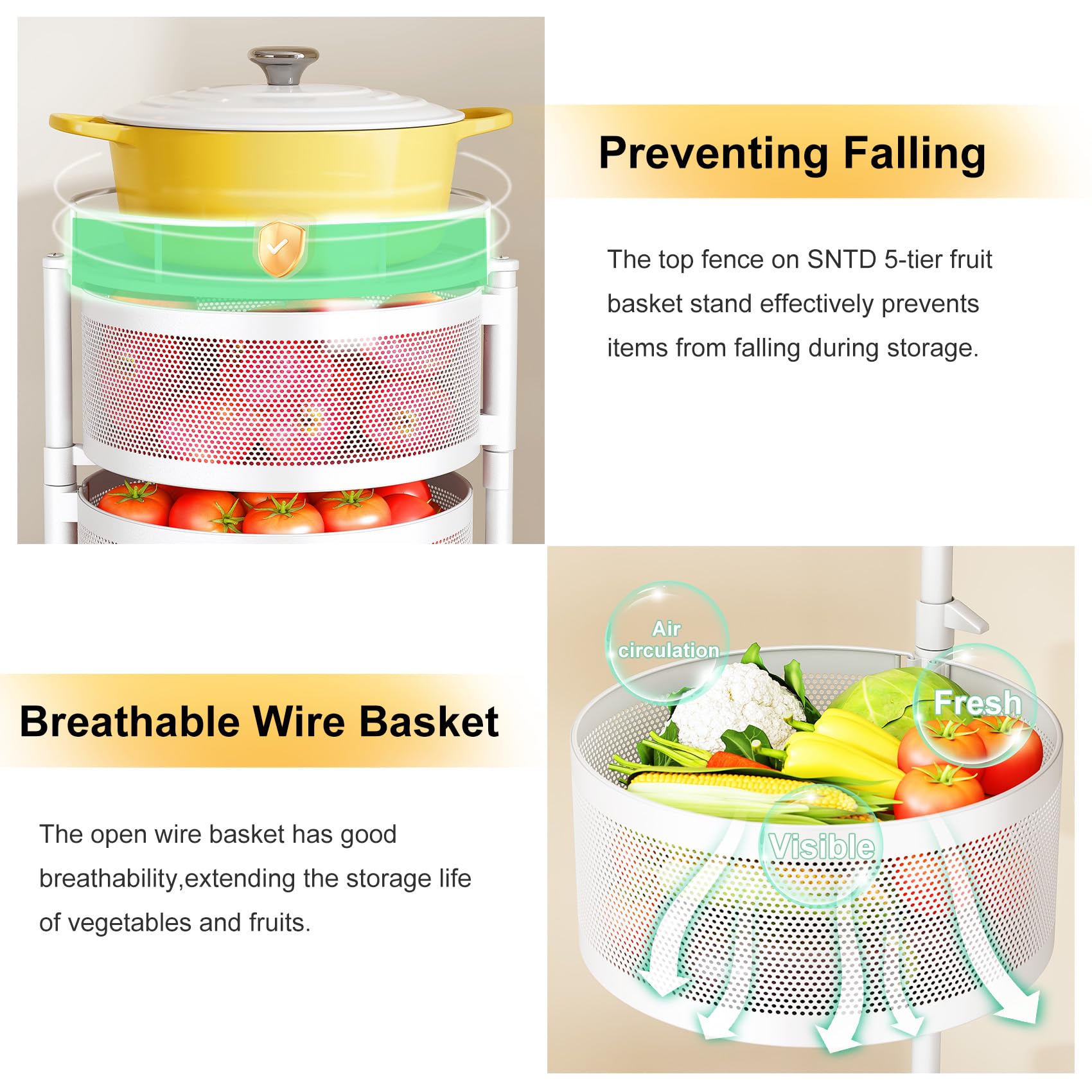 Carrito de cocina móvil SNTD con freno para fijarlo.