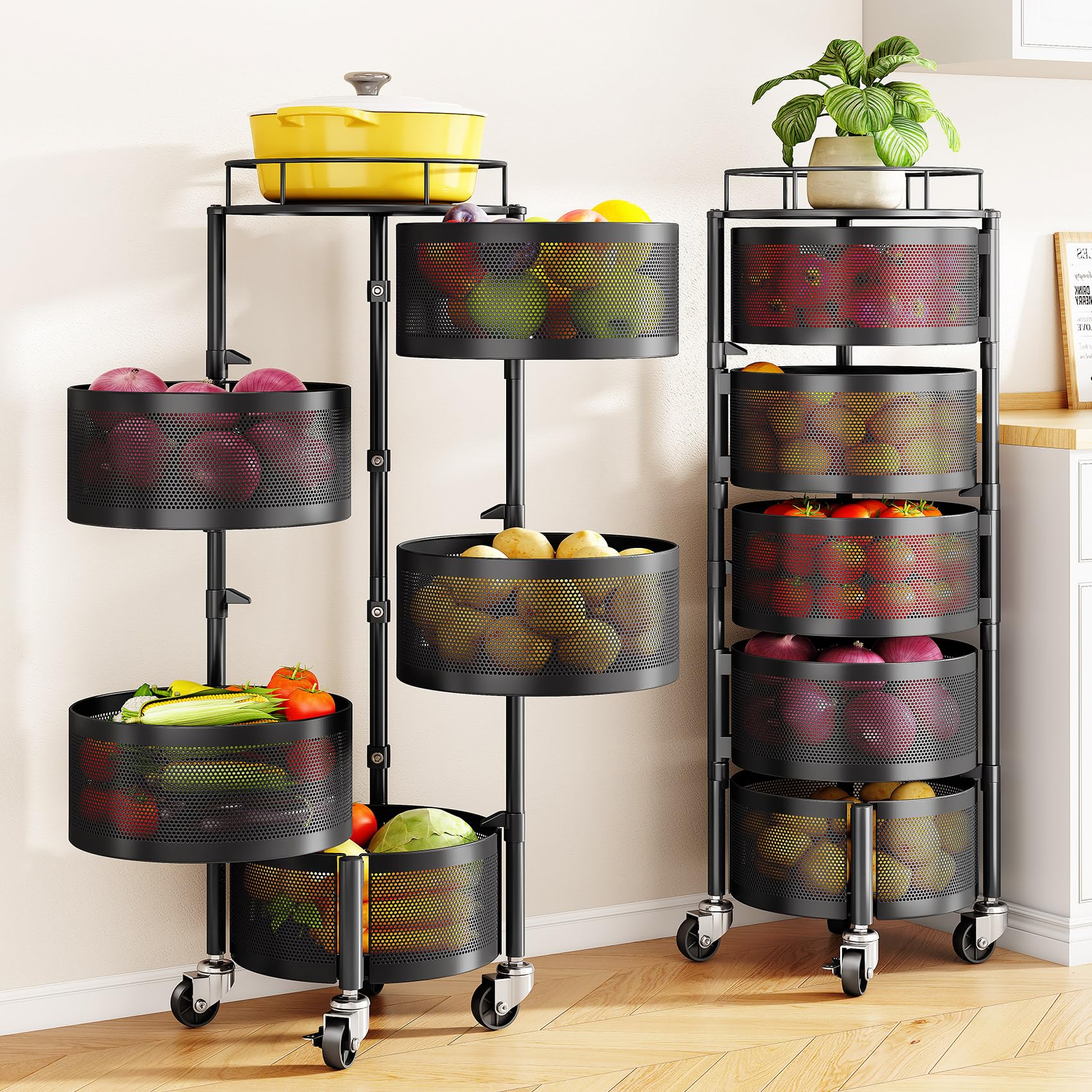 Cesta SNTD de frutas y verduras con tapa metálica para mantener frescura.