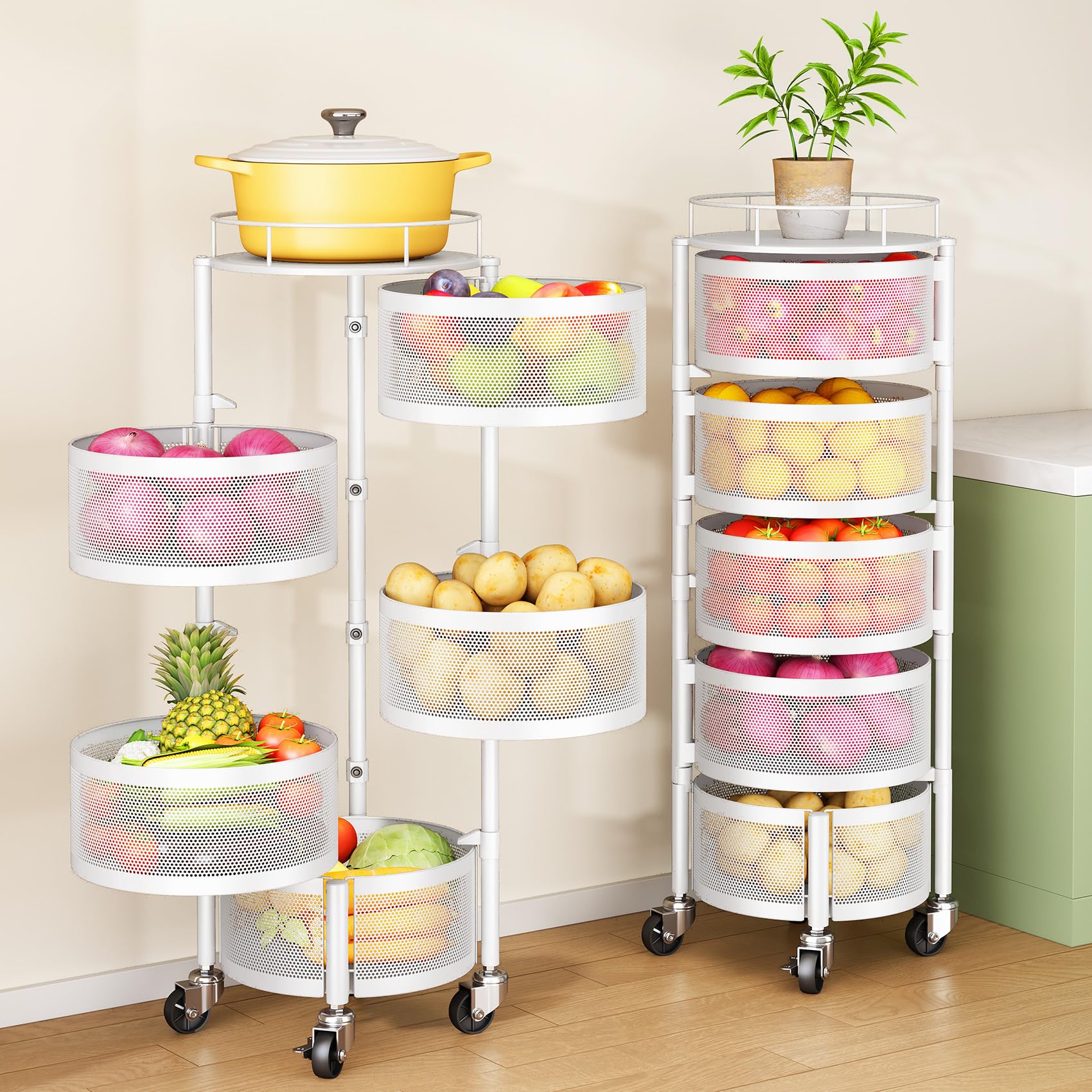 Cesta SNTD para frutas y verduras con tapa metálica, mantiene frescura.