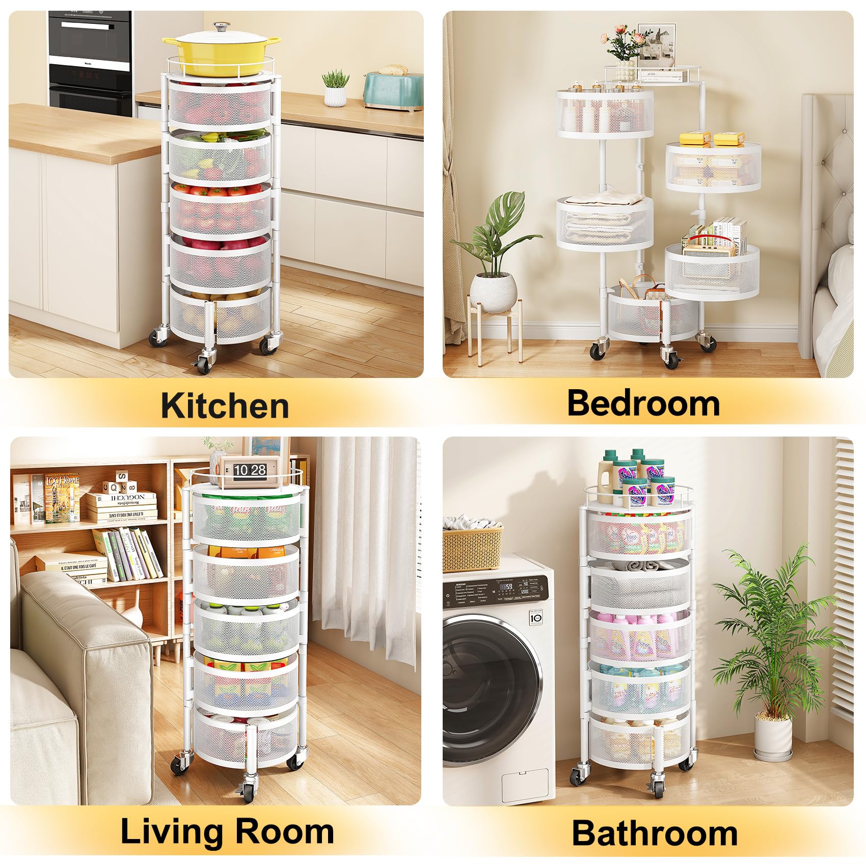 Cesta grande blanca SNTD para almacenamiento decorativo y práctico.