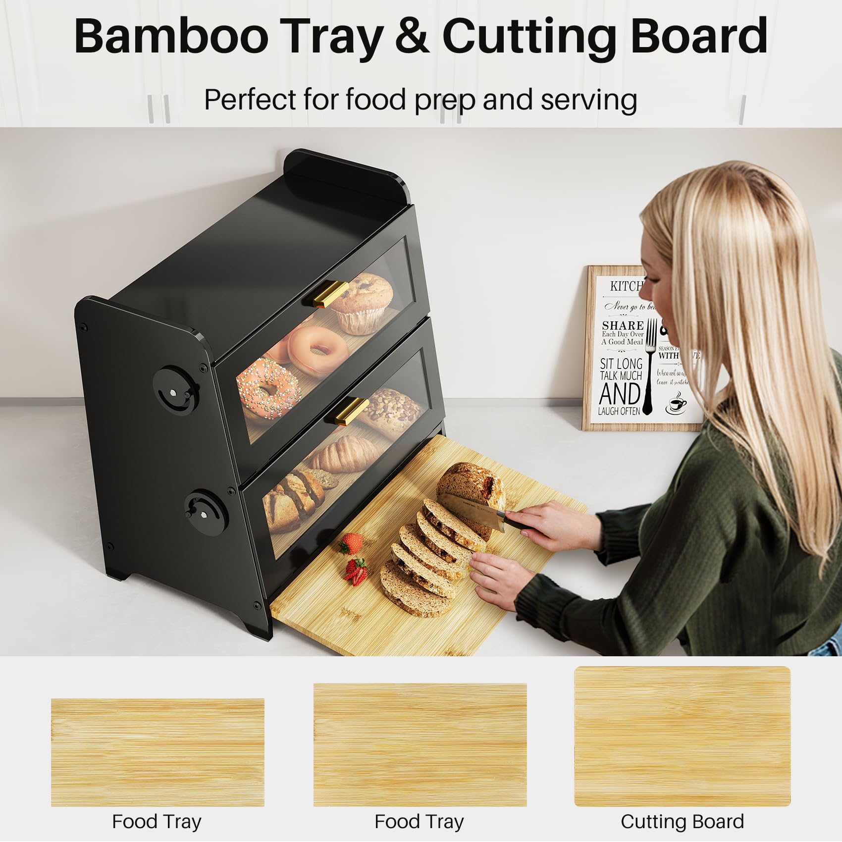 SNTD Panera tabla de cortar de bambú para preparación y servicio