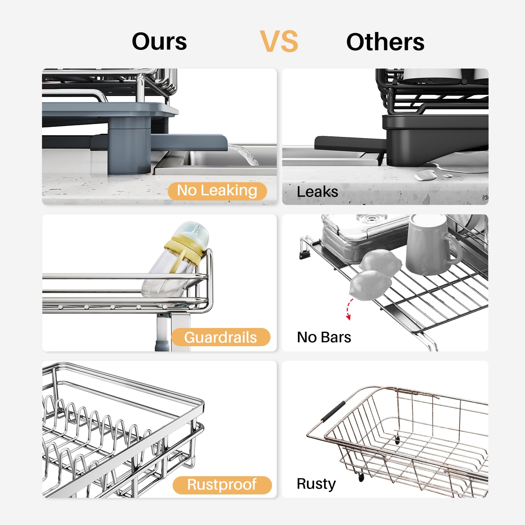 SNTD pies extensibles permiten adaptar el rack a diferentes fregaderos