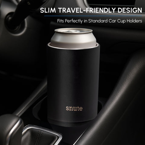 Snute compatibilidad con lata 12oz, ajuste seguro y transporte.