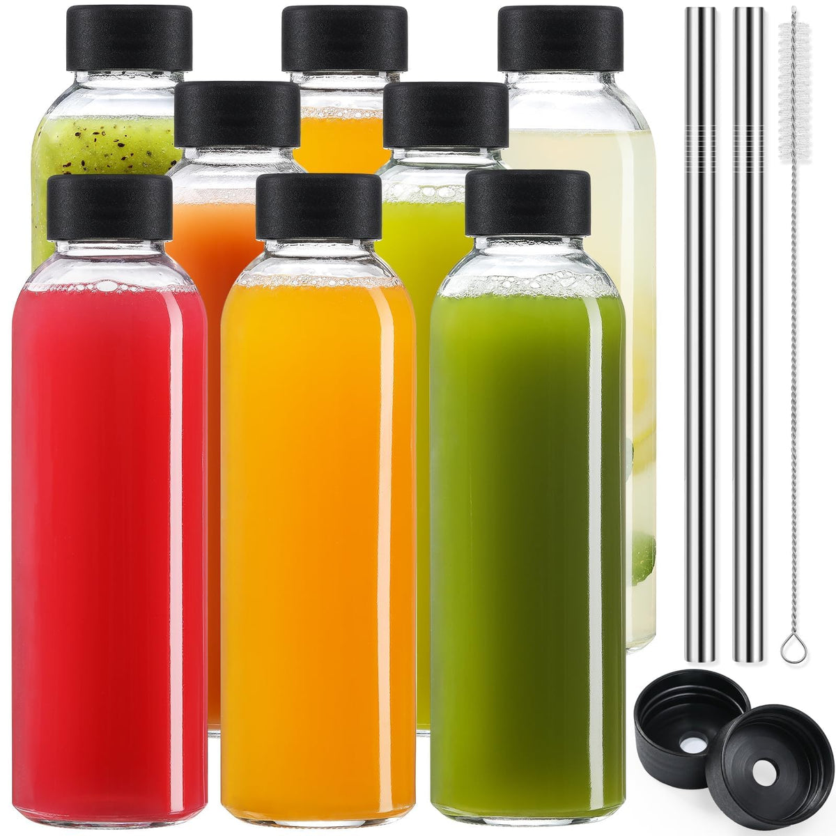 Botellas de vidrio Snuvid de 18oz para jugos y batidos con claridad de color