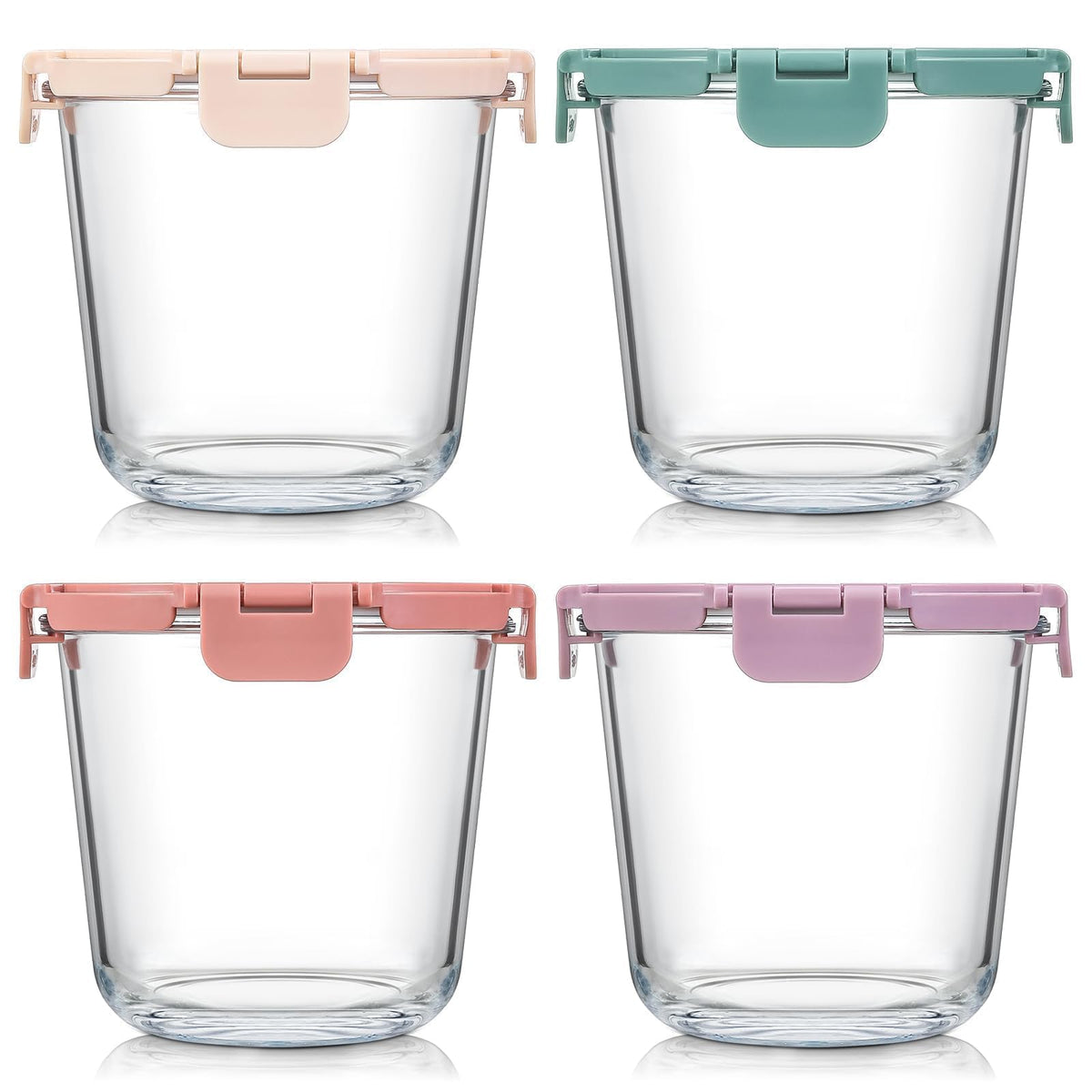 Conjunto Snuvid de vidrio con tapas de 3 tazas para sobras y comidas