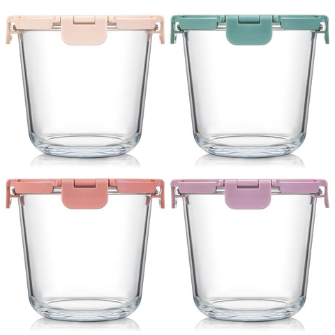 Conjunto Snuvid de vidrio con tapas de 3 tazas para sobras y comidas