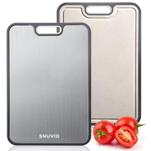 Snuvid Tabla de Corte Titanio Dos Caras, ideal para carne y verduras