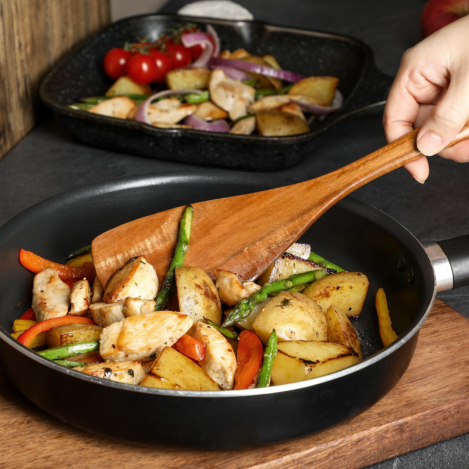 Utensilios de cocina Snuvid teca natural para uso diario seguro