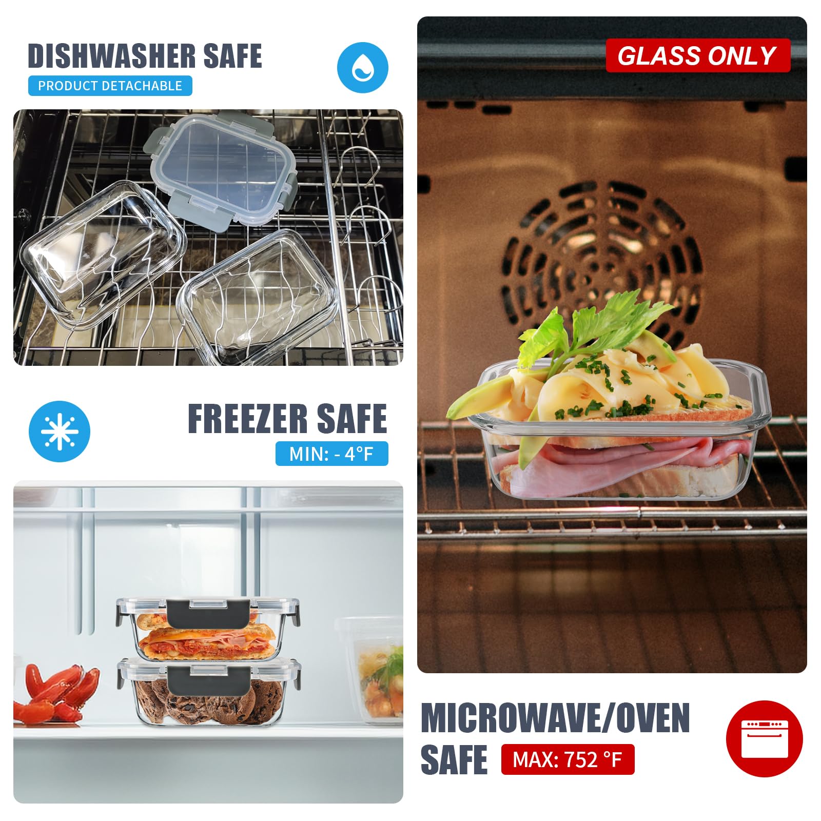 SOACOAKO vidrio borosilicato resistente a temperaturas extremas para cocinar y almacenar