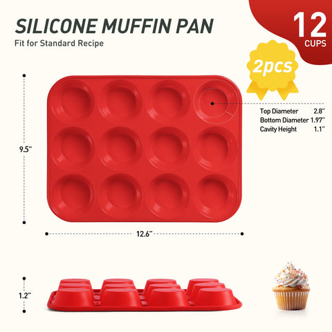 Socisen moldes cupcakes silicona 12 tazas: desmolde sencillo para repostería diaria