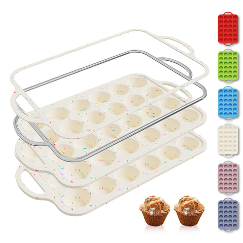 Socisen pan muffin con marco de metal reforzado y mango ergonómico para mayor estabilidad.