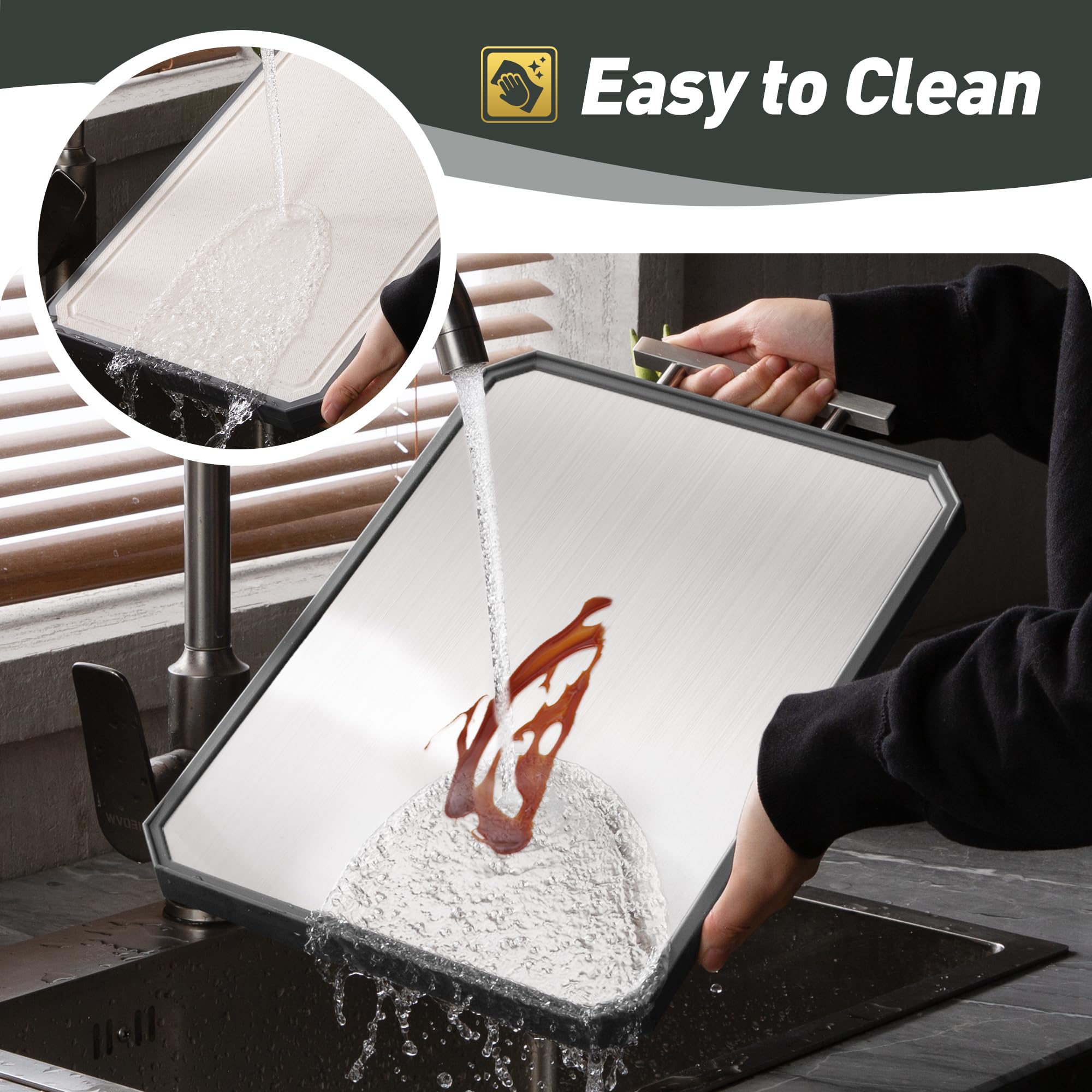 Socisen lado acero inoxidable para cortes de carne más precisos.