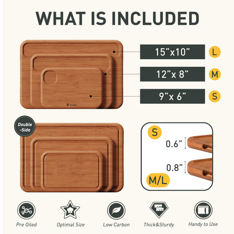 Socisen tabla bambú 9x6, vista frontal, perfecta para pan y productos pequeños.