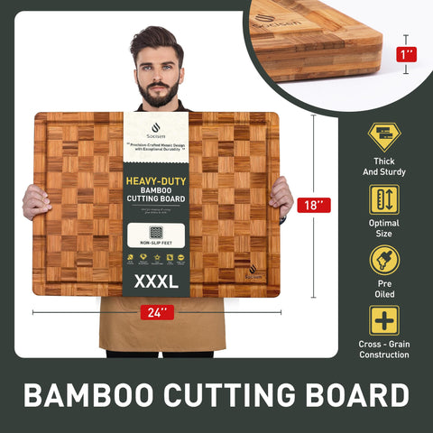Socisen tabla de bambu con canal de jugos para recoger líquidos