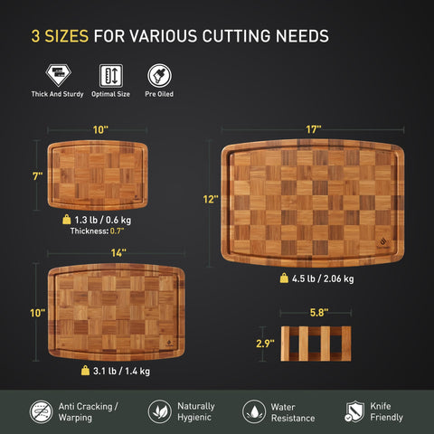 Socisen tabla de corte de bambú, superficie ultra lisa para cuchillas más duraderas
