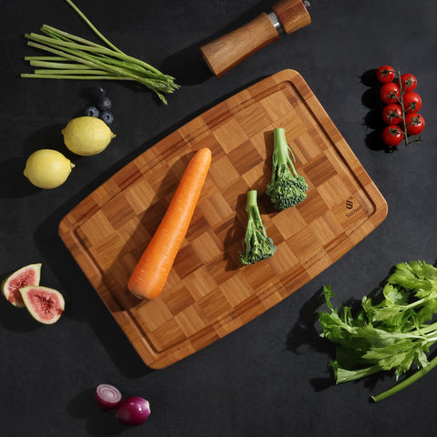 Socisen tabla de cortar bambú perfecta para cortar vegetales y frutas