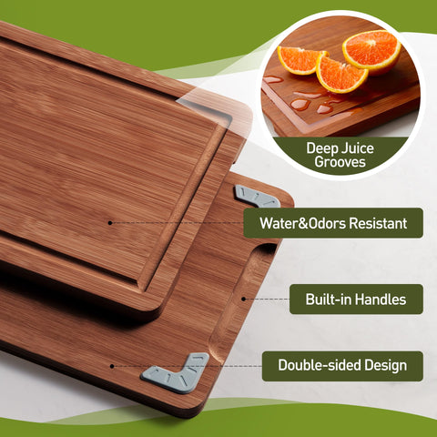 Socisen tabla de corte bambú grande, ideal para carnes y porciones grandes.