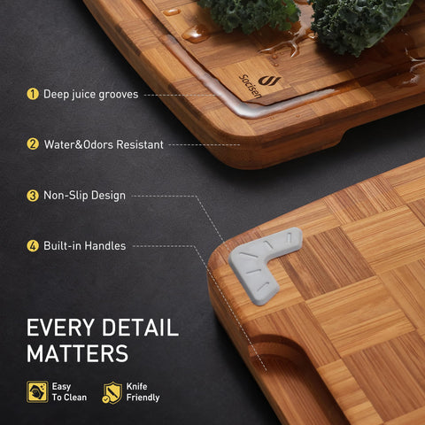 Socisen tabla de cortar bambú regalo natural, diseño elegante