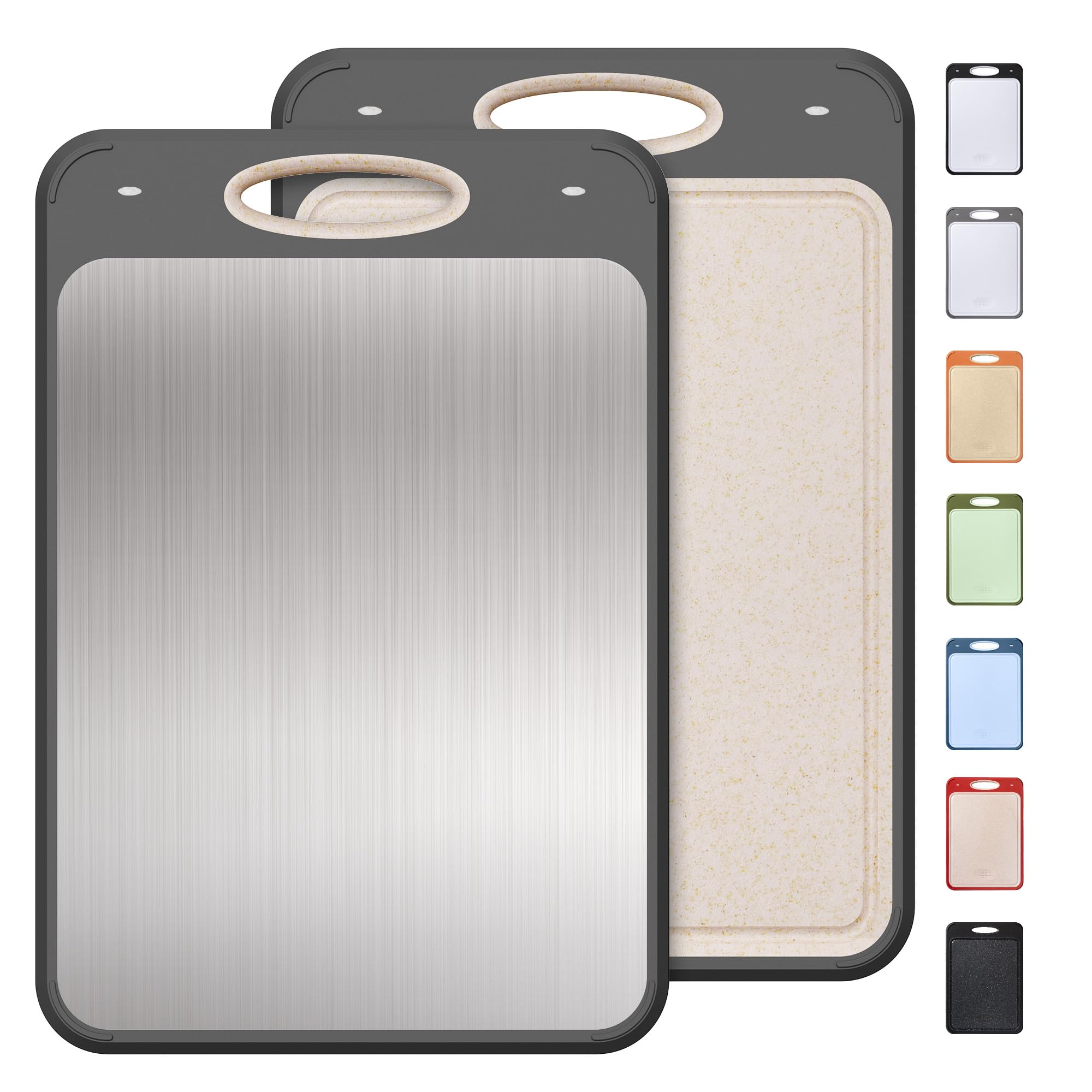 Socisen tabla 2 en 1 con acero inoxidable y mango, ideal para carnes.