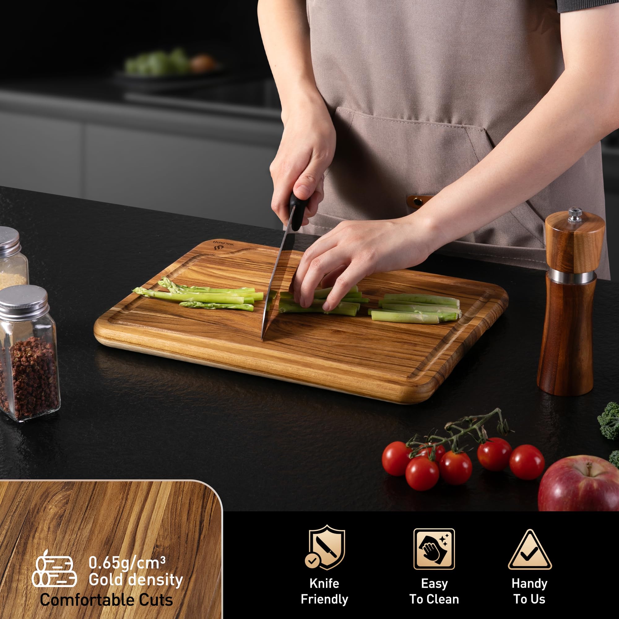 Socisen tabla-corte-teca-durable duradera para uso diario en la cocina.