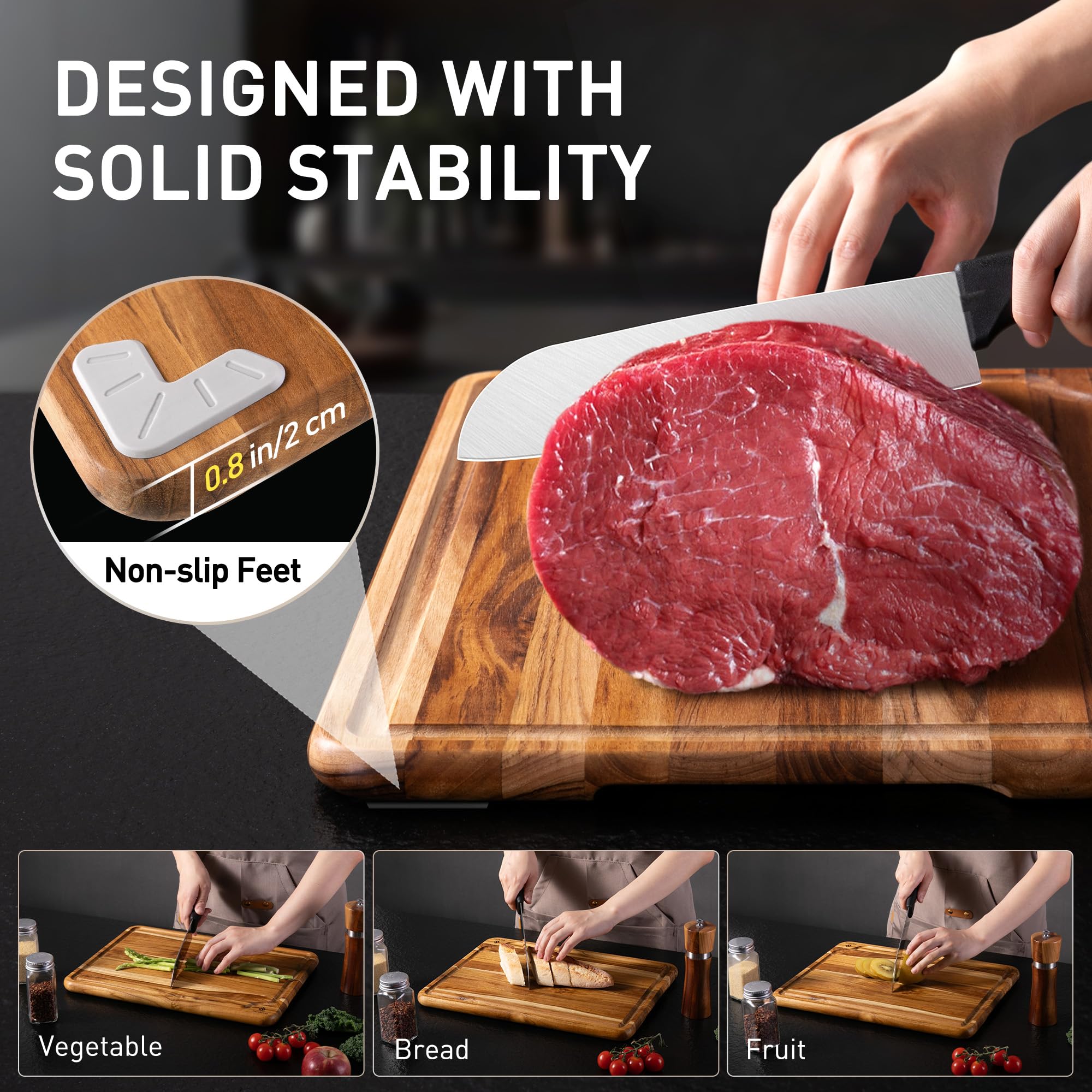 Socisen tabla de 15 pulgadas perfecta para carnes y aves