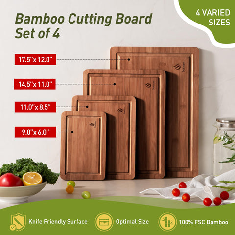 Socisen Tablas de bambú con mangos integrados para mover fácilmente.