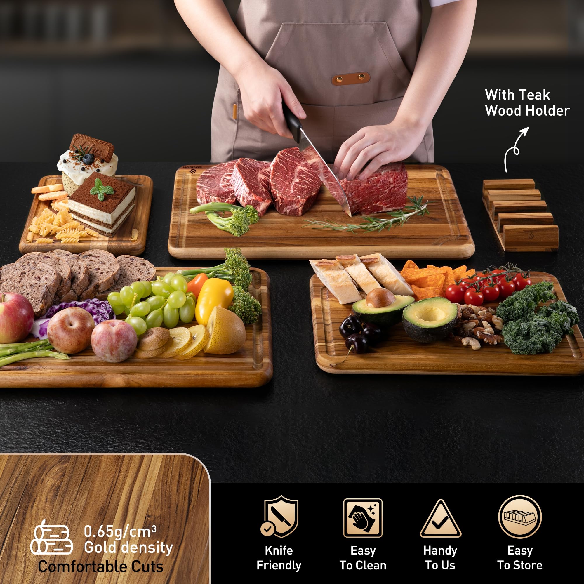 Socisen tablas teca 17p para charcutería y servicio
