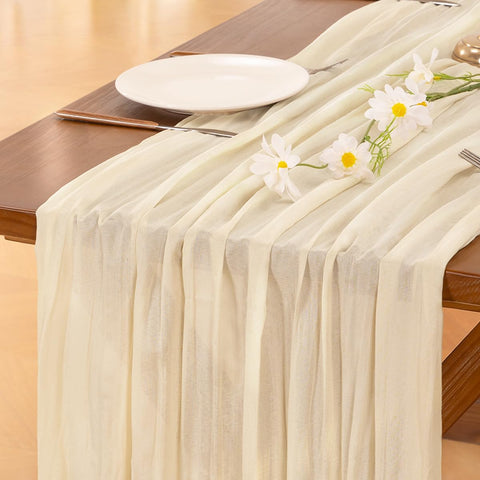 Socomi camino de mesa gasa de queso beige para bodas elegantes
