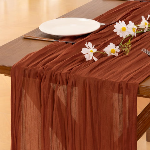 Socomi camino de mesa gasa terracota 120 pulgadas para bodas elegantes.