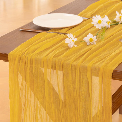 Socomi camino de mesa gasa dorada 120pulgadas, ideal para bodas y celebraciones