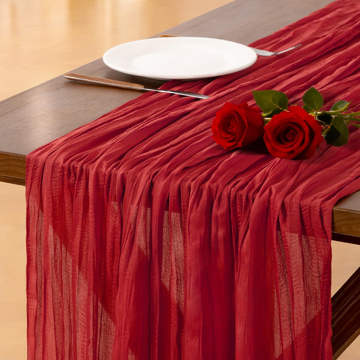 Socomi corredor de mesa en gasa de queso roja para bodas