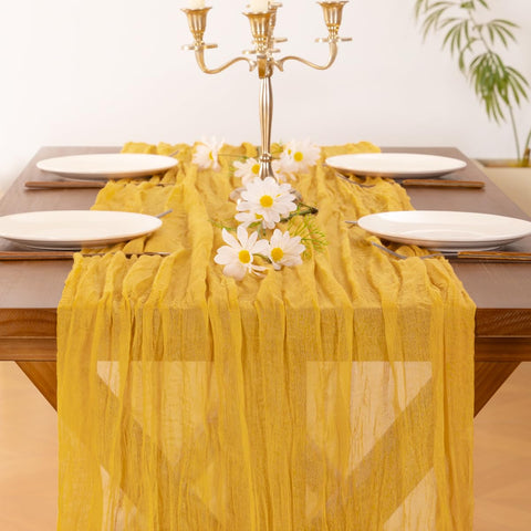 Socomi decoracion de hogar con camino de mesa gasa dorada