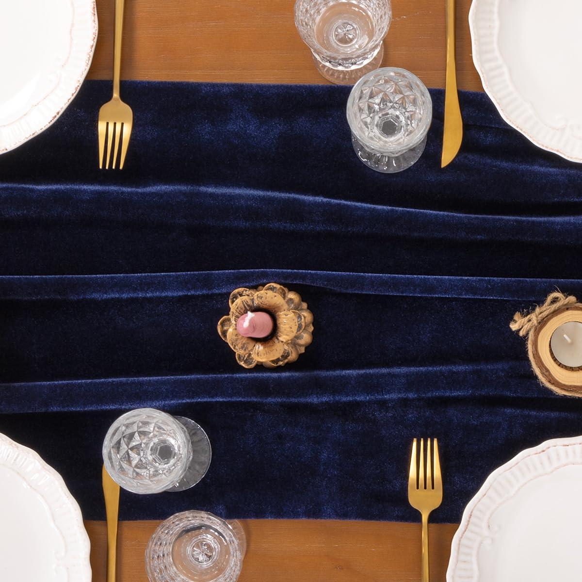 Socomi decoracion de mesa azul marino en terciopelo para ocasiones