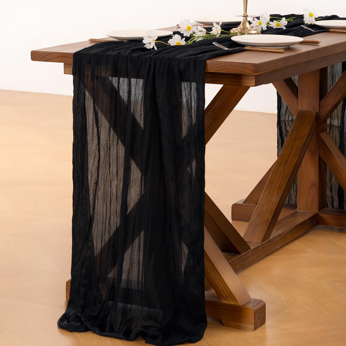 Socomi gasa de mesa negra, perfecta para arco de boda y banquetes.