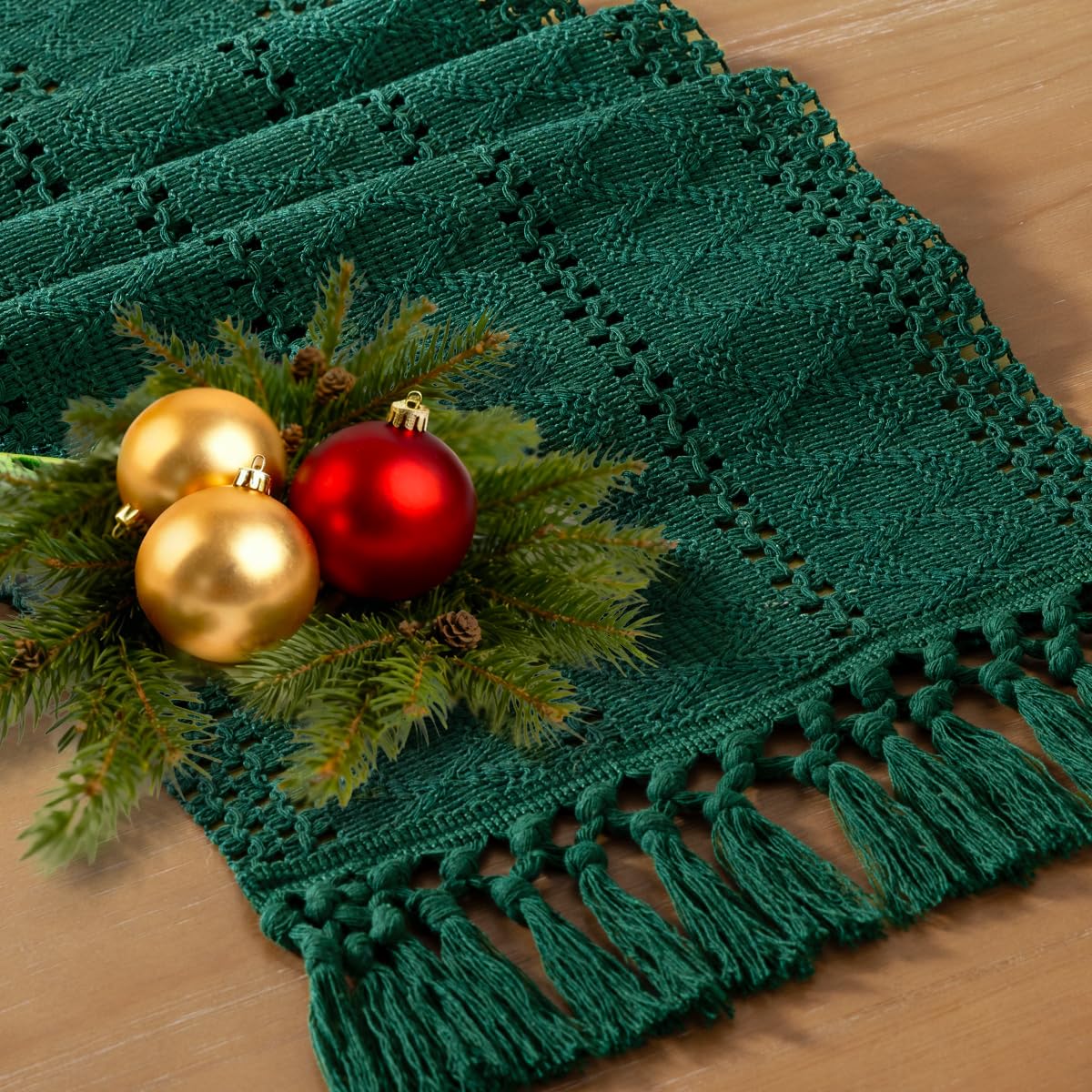 Socomi mantel corredor boho verde esmeralda aporta elegancia a la mesa.